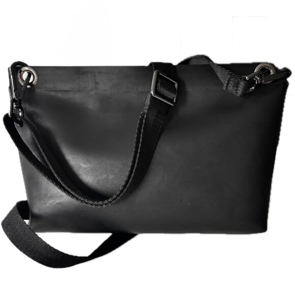 Zara Rubberized Crossbody Bag Solid Black EUC - Picture 3 of 3